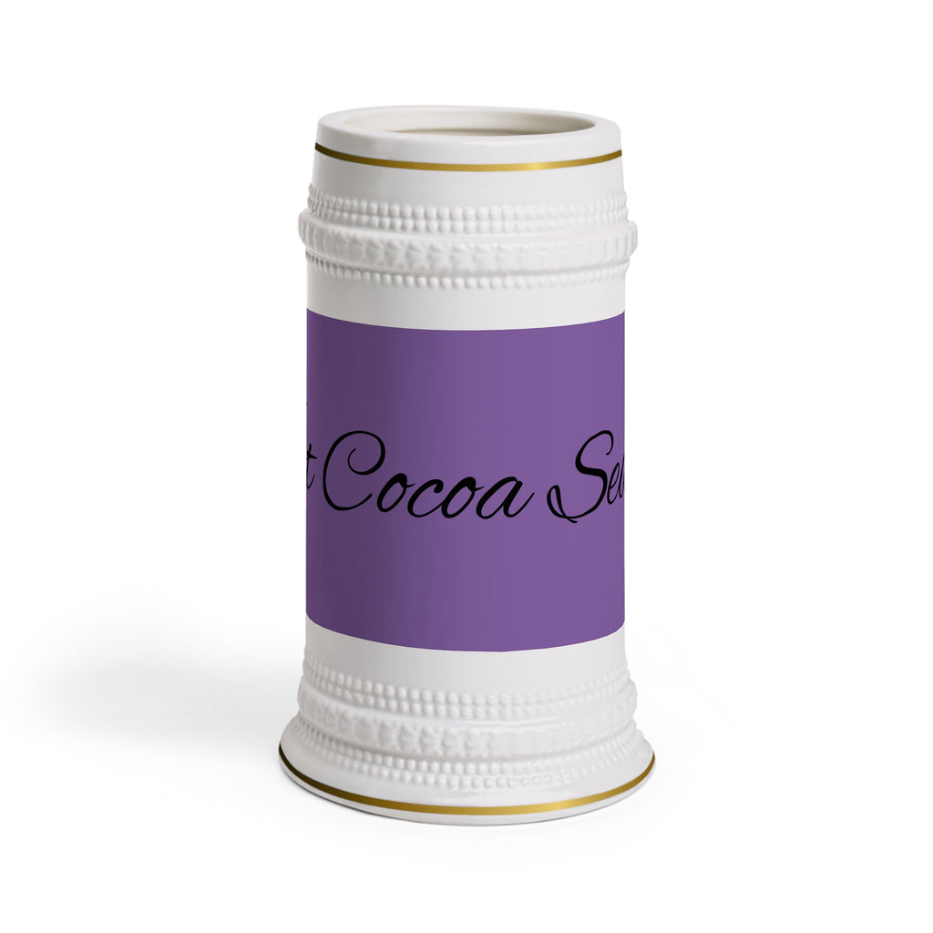 Hot Cocoa Stein Mug — Ceramic Beer Stein with 'Hot Cocoa' Script Design