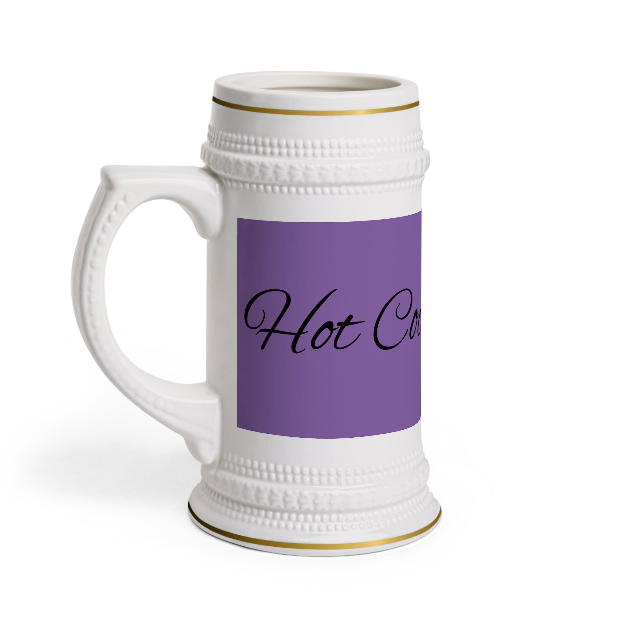 Hot Cocoa Stein Mug — Ceramic Beer Stein with 'Hot Cocoa' Script Design