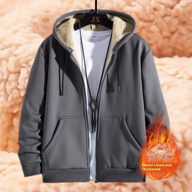 Women's Simple Solid Color Cold-proof Warm Berber Fleece Hooded Jacket