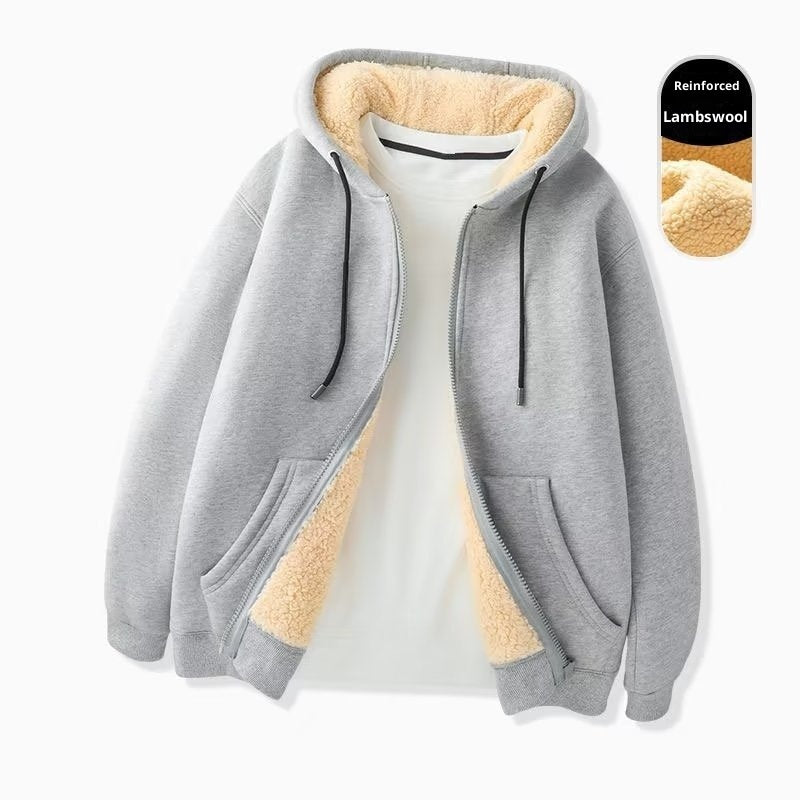 Women's Simple Solid Color Cold-proof Warm Berber Fleece Hooded Jacket