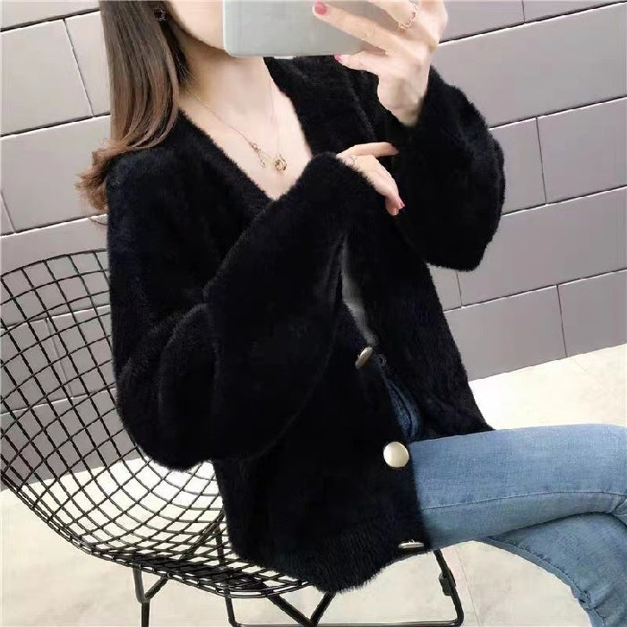 Fashionable Knitted Short Loose Outer Tops Women